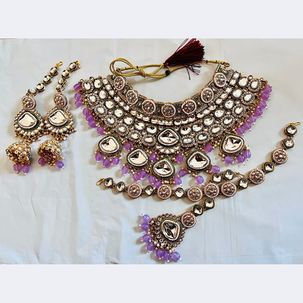 Sai Fashion Gold Plated Kundan Stone And Beads Necklace Set