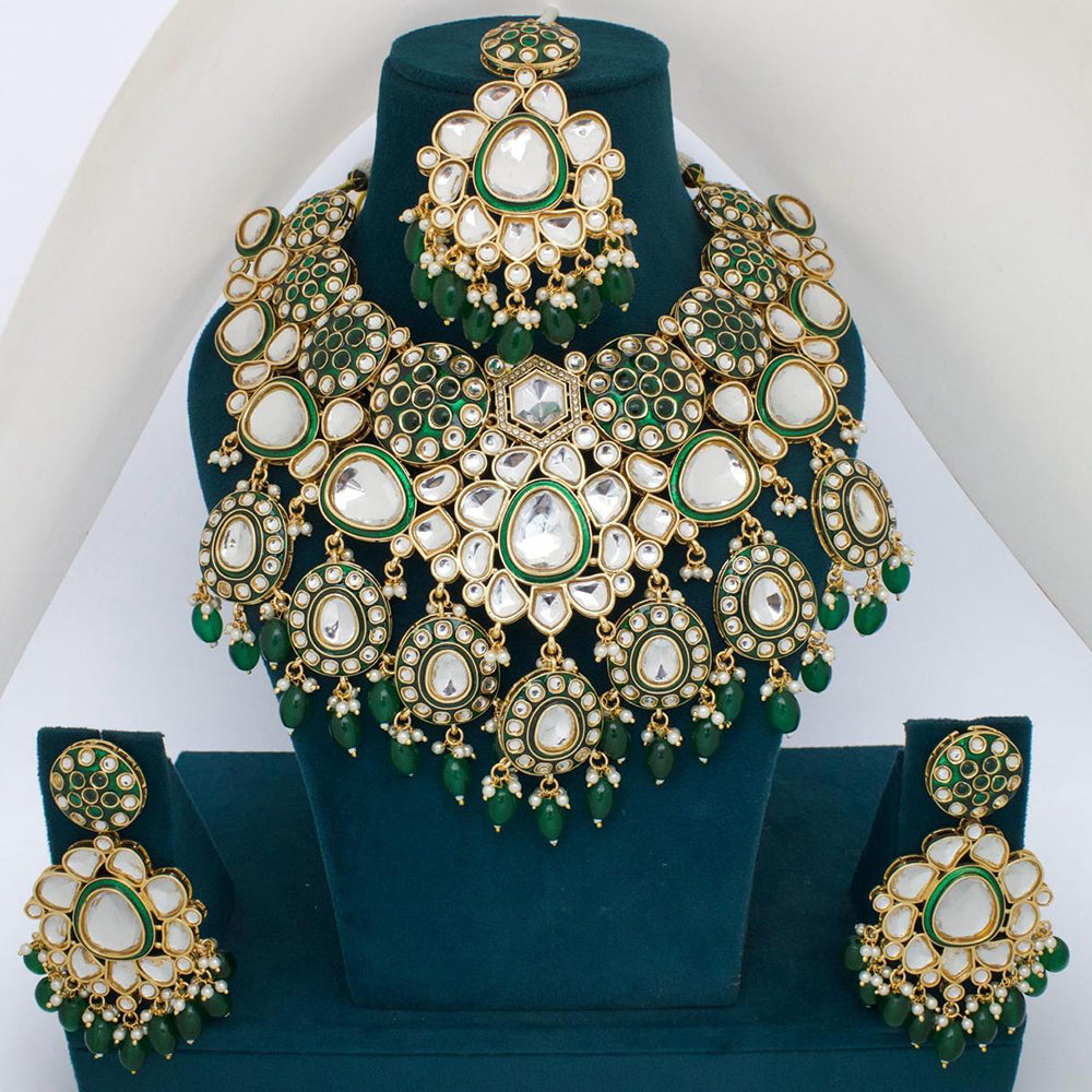 Sai Fashion Gold Plated Kundan And Beads Necklace Set