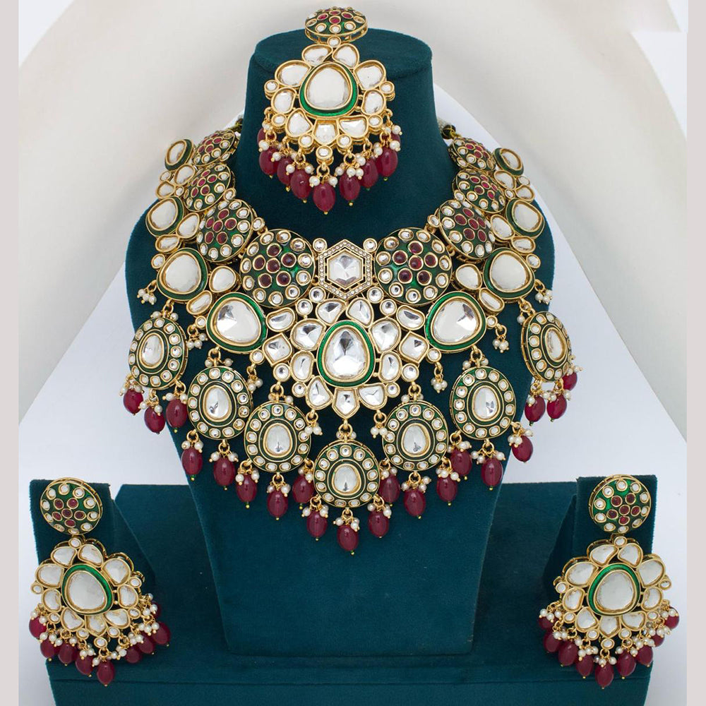Sai Fashion Gold Plated Kundan And Beads Necklace Set