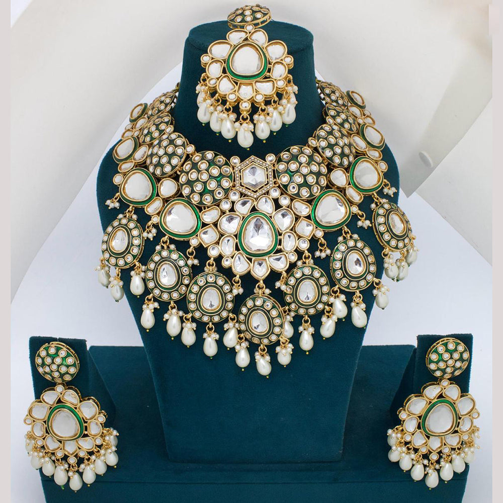 Sai Fashion Gold Plated Kundan And Beads Necklace Set