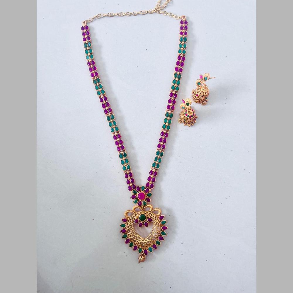 Sai Fashion Gold Plated Pota Stone Necklace Set