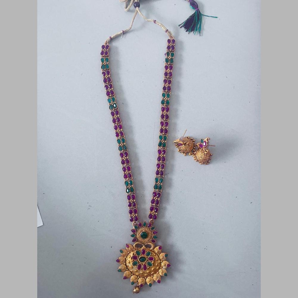 Sai Fashion Gold Plated Pota Stone Necklace Set