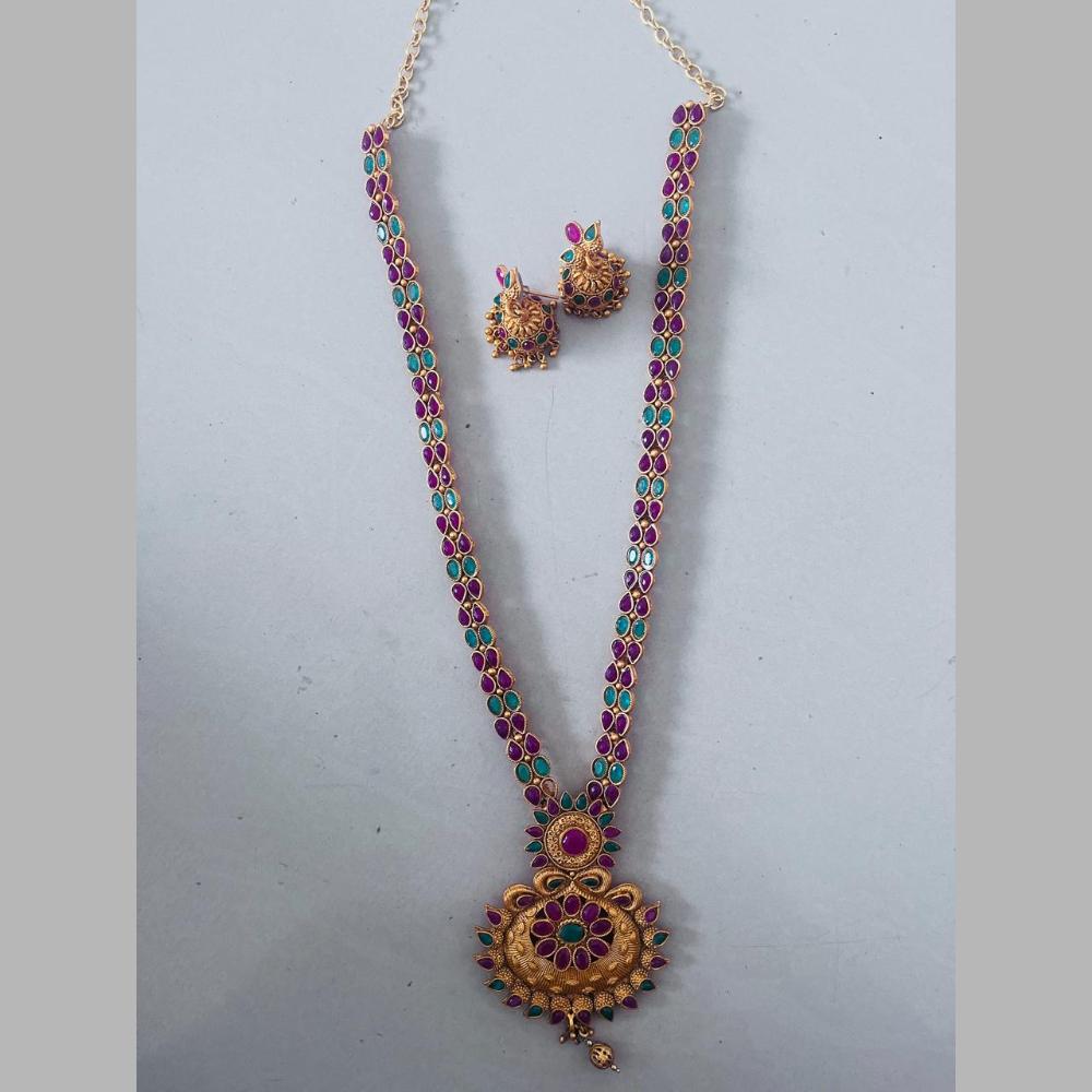 Sai Fashion Gold Plated Pota Stone Necklace Set