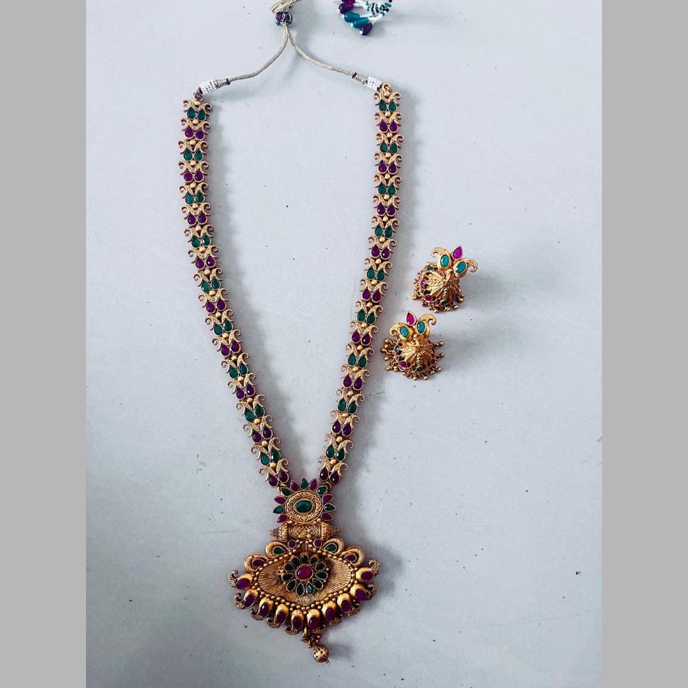 Sai Fashion Gold Plated Pota Stone Necklace Set