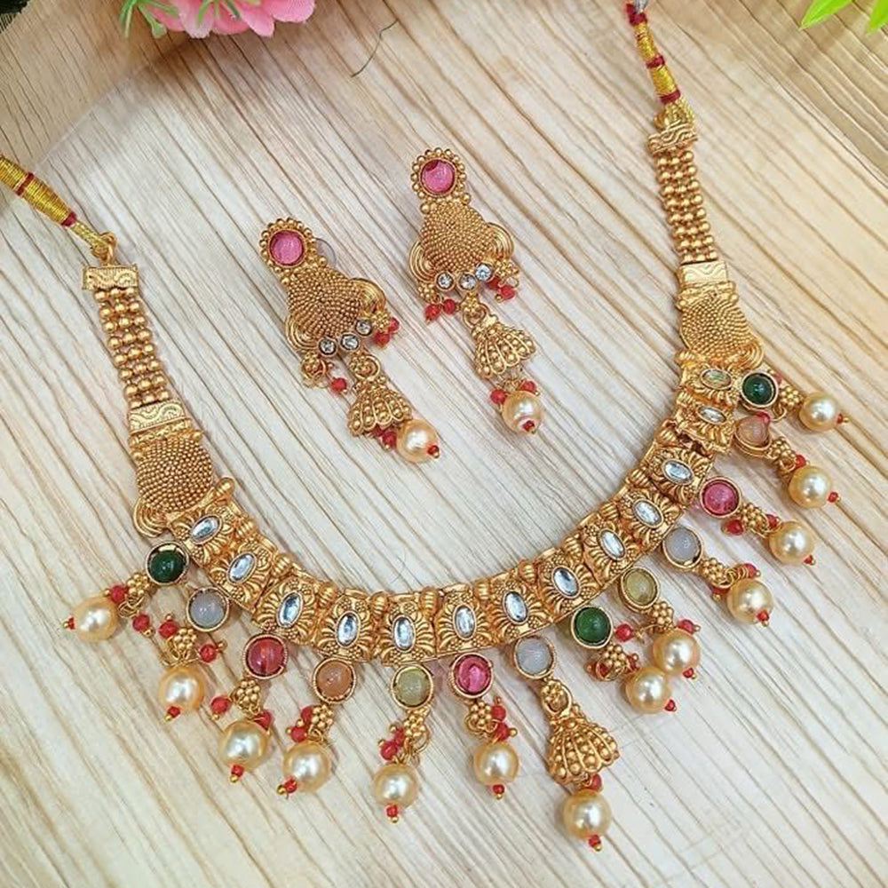 Sai Fashion Ethnic Kundan & Beads Necklace Set