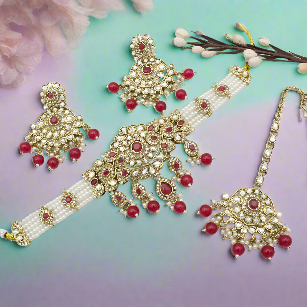 Sai Fashion Gold Plated Kundan Choker Necklace Set