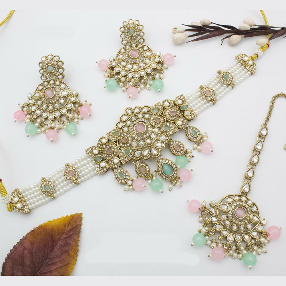 Sai Fashion Gold Plated Kundan Choker Necklace Set