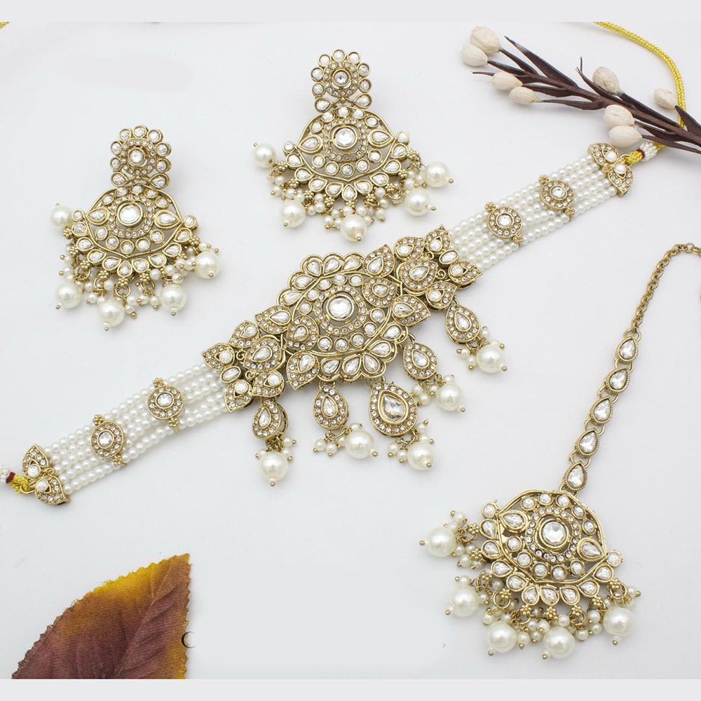 Sai Fashion Gold Plated Kundan Choker Necklace Set