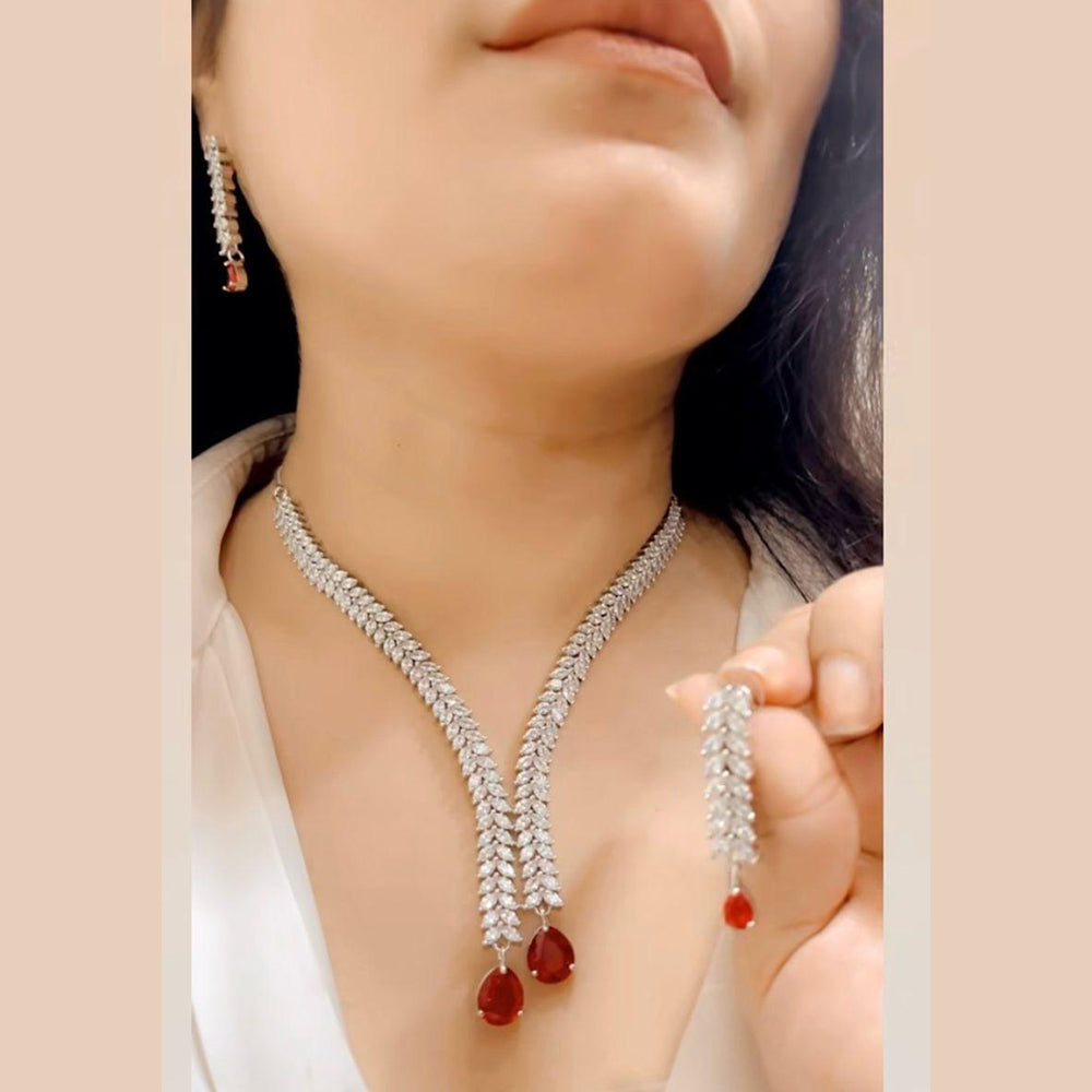 Sai Fashion Gold Plated American Diamond Necklace Set