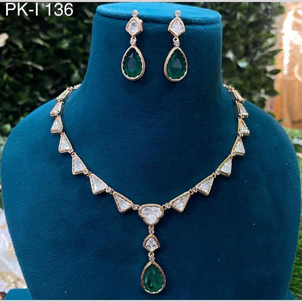 Shagna Gold Plated Polki Kundan Stone Necklace Set