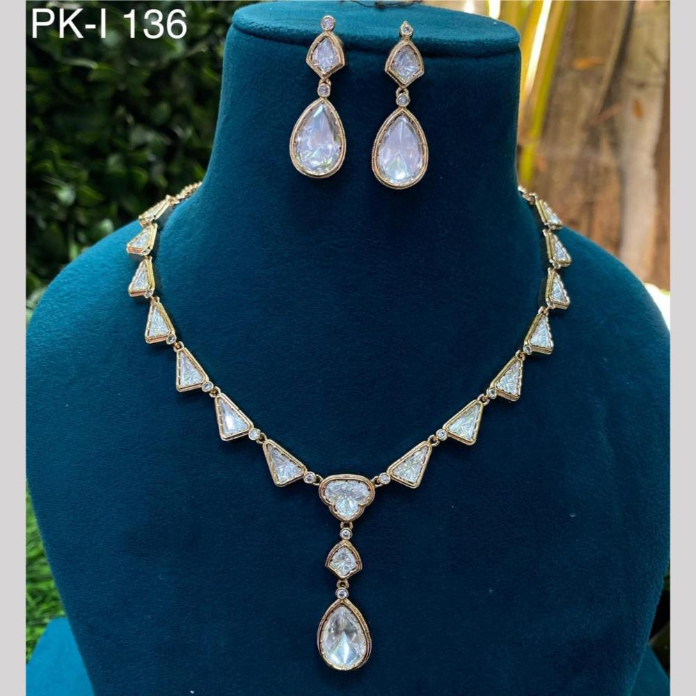 Shagna Gold Plated Polki Kundan Stone Necklace Set