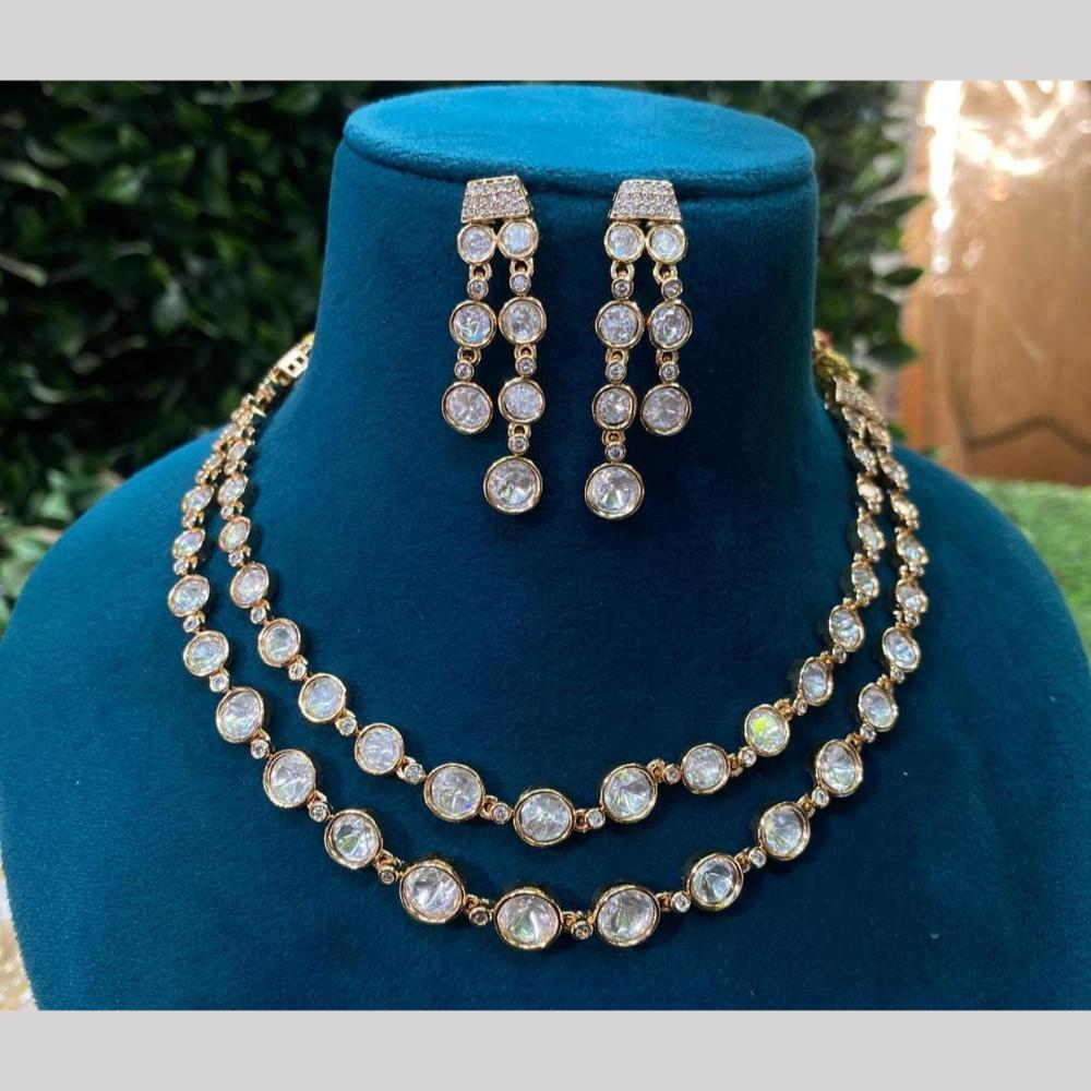 Shagna Gold Plated Polki Kundan Stone Necklace Set