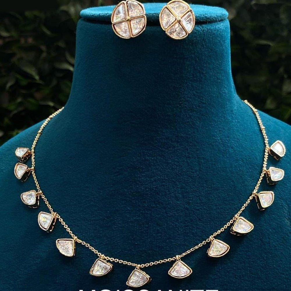 Shagna Gold Plated Polki Kundan Stone Necklace Set