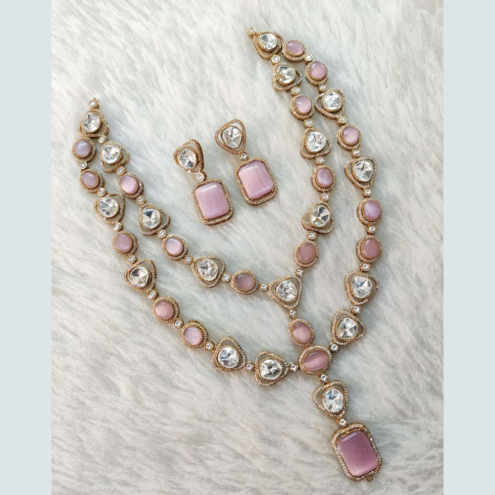 Shagna Gold Plated Polki Kundan Stone Necklace Set