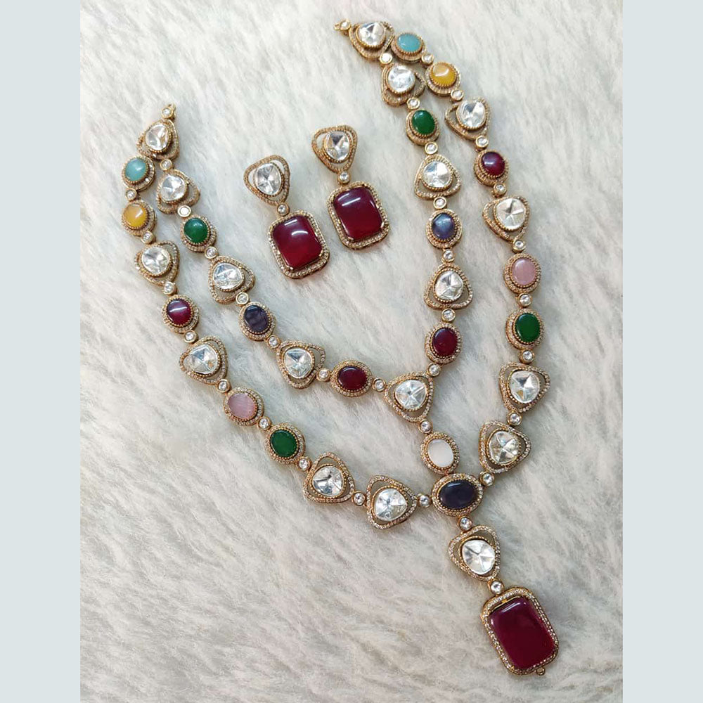 Shagna Gold Plated Polki Kundan Stone Necklace Set