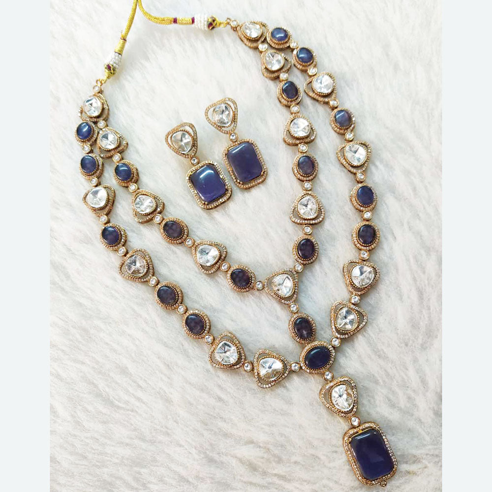 Shagna Gold Plated Polki Kundan Stone Necklace Set