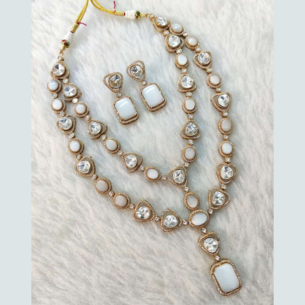 Shagna Gold Plated Polki Kundan Stone Necklace Set