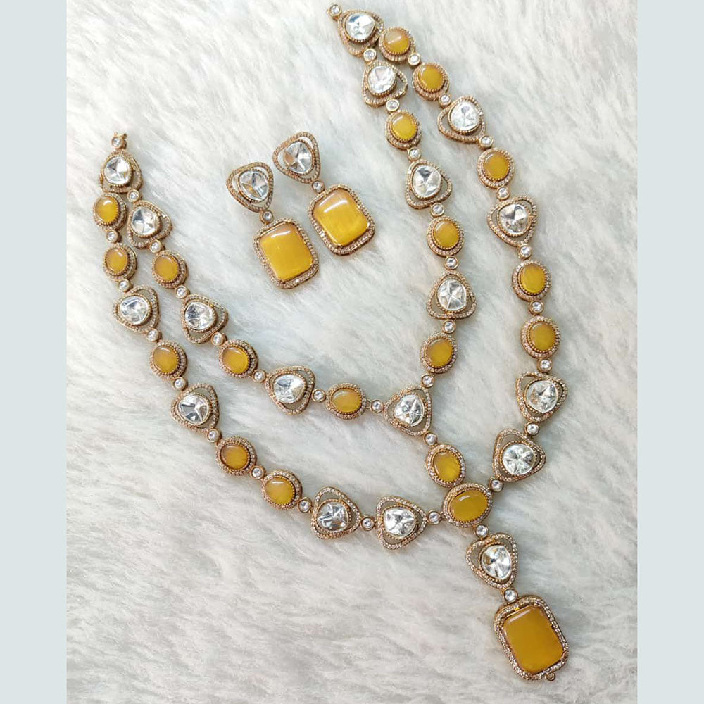 Shagna Gold Plated Polki Kundan Stone Necklace Set