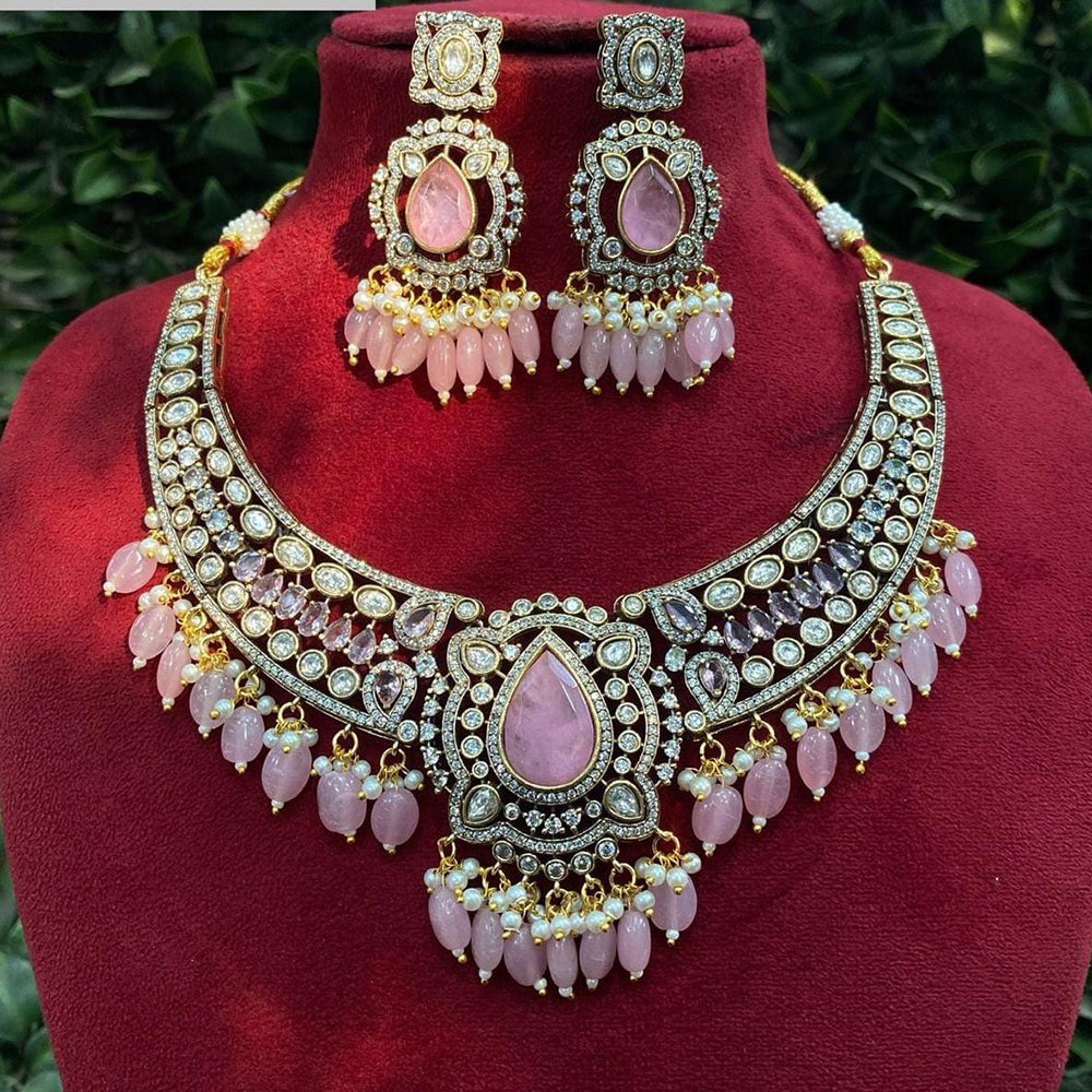 Shagna Gold Plated Polki Kundan And Beads Necklace Set