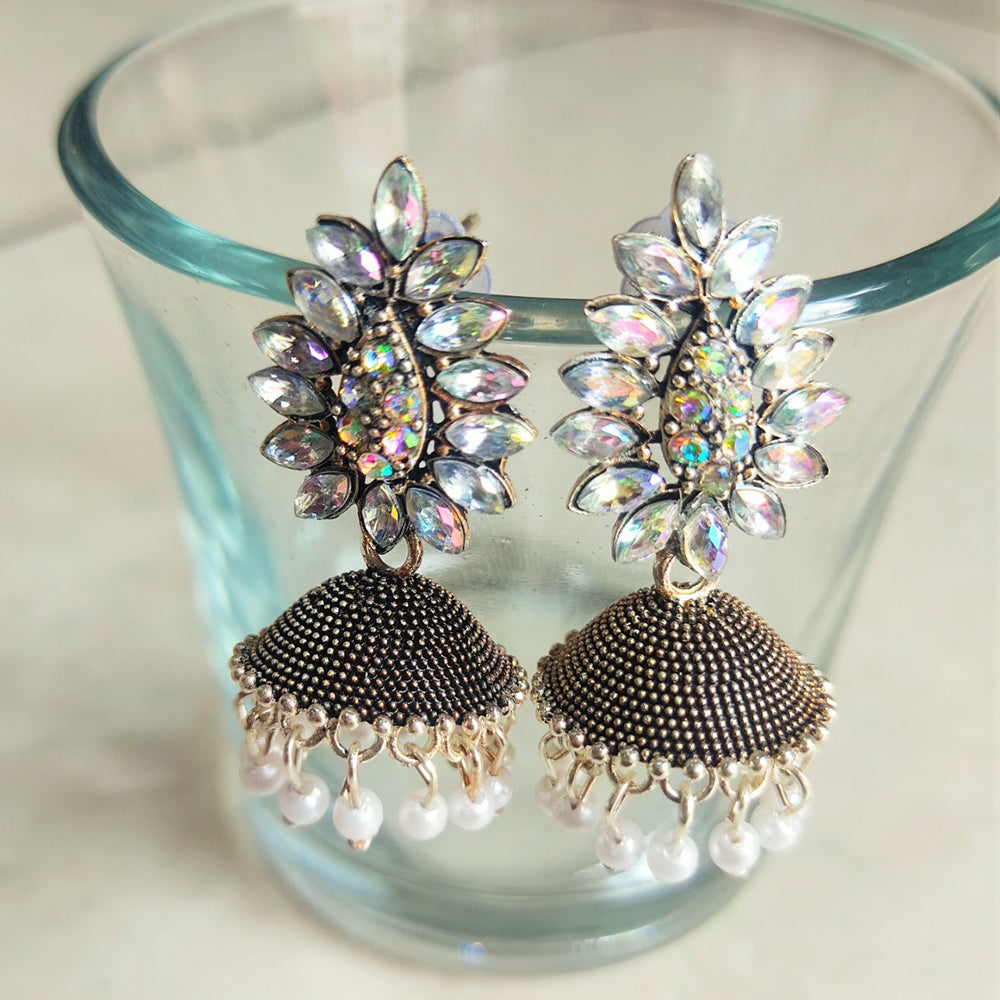 H K Fashion Silver Plated Jhumki Earrings