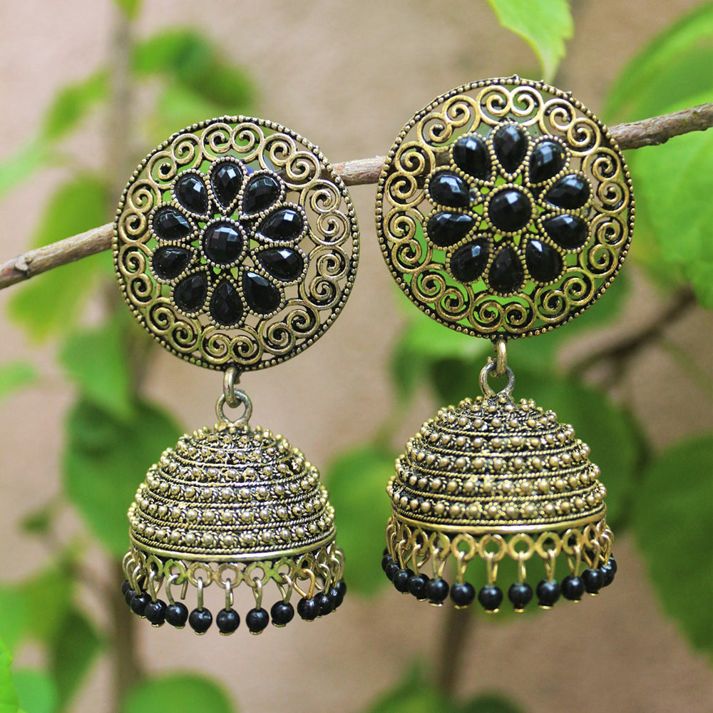 H K Fashion Gold Plated Jhumki Earrings