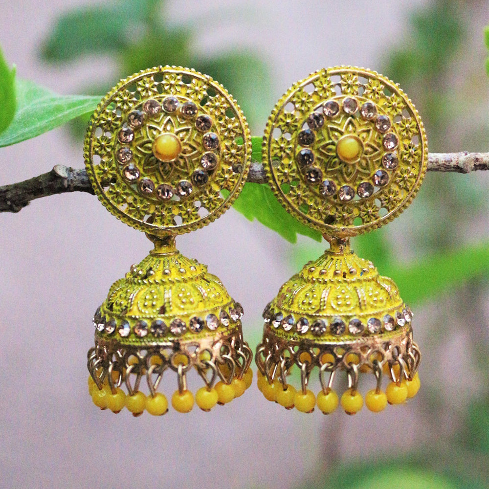 H K Fashion Gold Plated Austrian Stone Jhumki Earrings