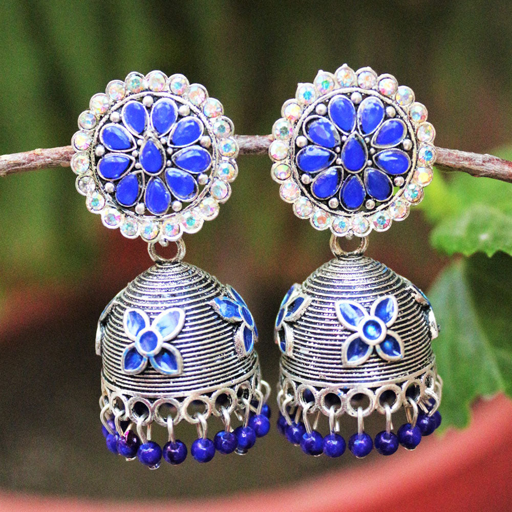 H K Fashion Pota Stone Jhumki Earrings