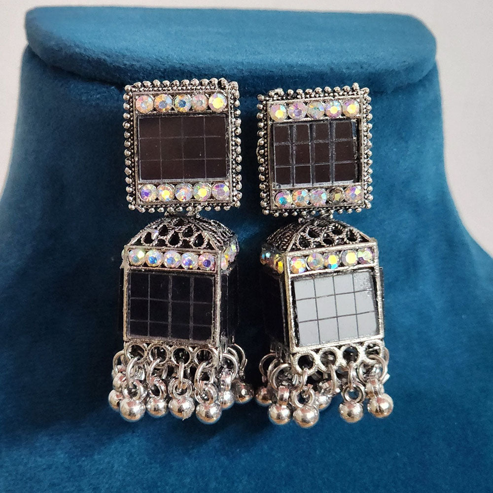 H K Fashion Silver Plated Pearls Jhumki Earrings