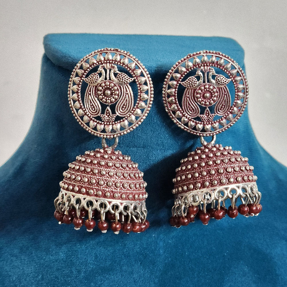 H K Fashion Silver Plated Pearls Jhumki Earrings