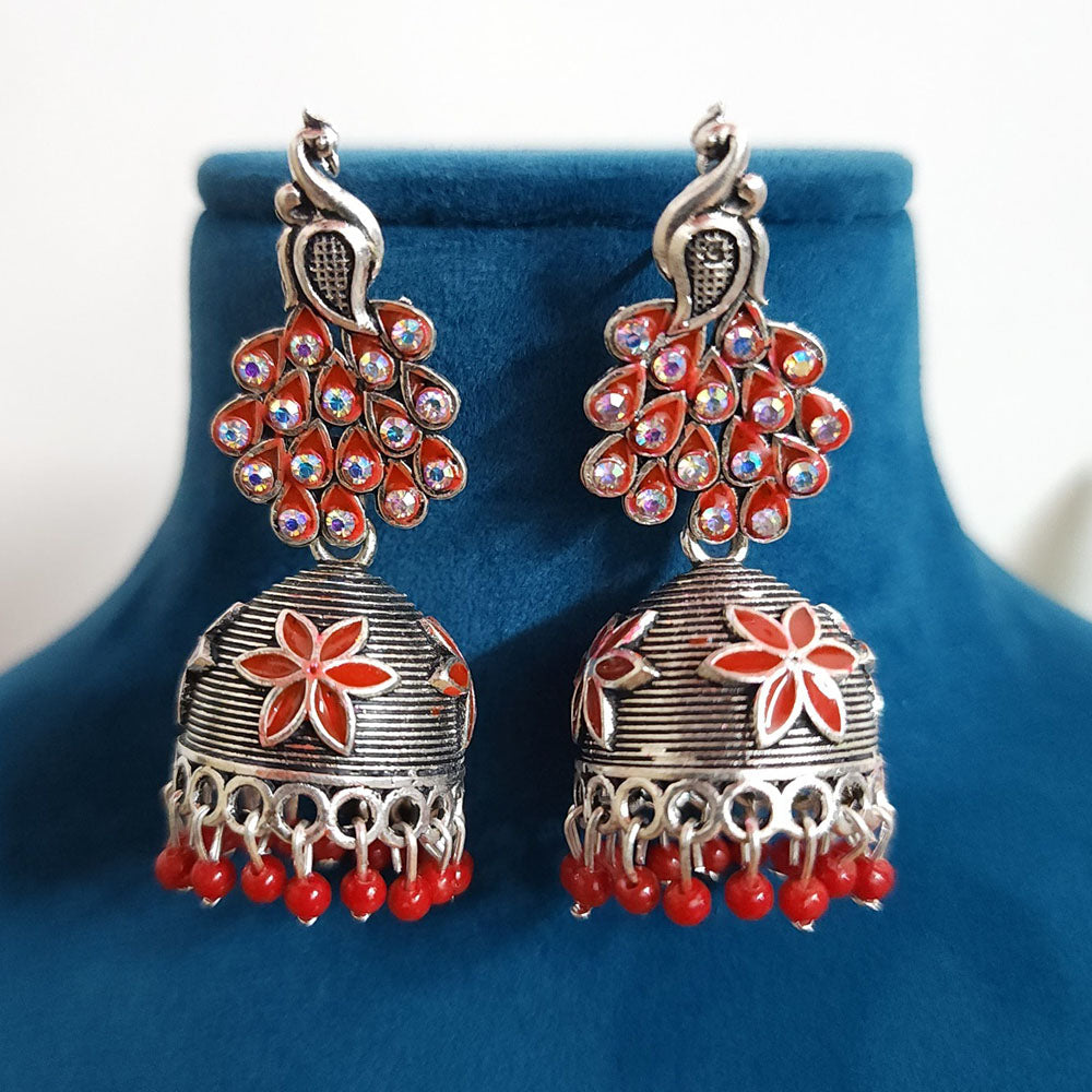 H K Fashion Silver Plated Pearls Jhumki Earrings