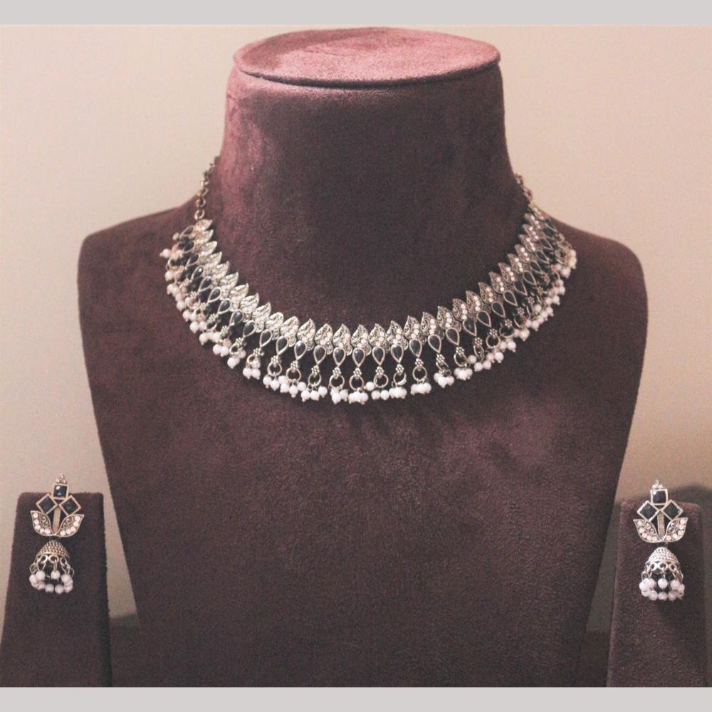 H K Fashion Silver Plated Pota Stone Necklace Set