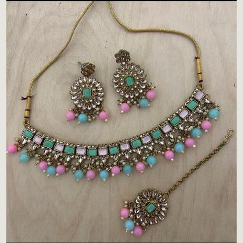 India Art Gold Plated Crystal Stone Necklace Set