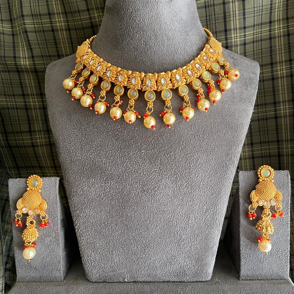 India Art Gold Plated Kundan Necklace Set