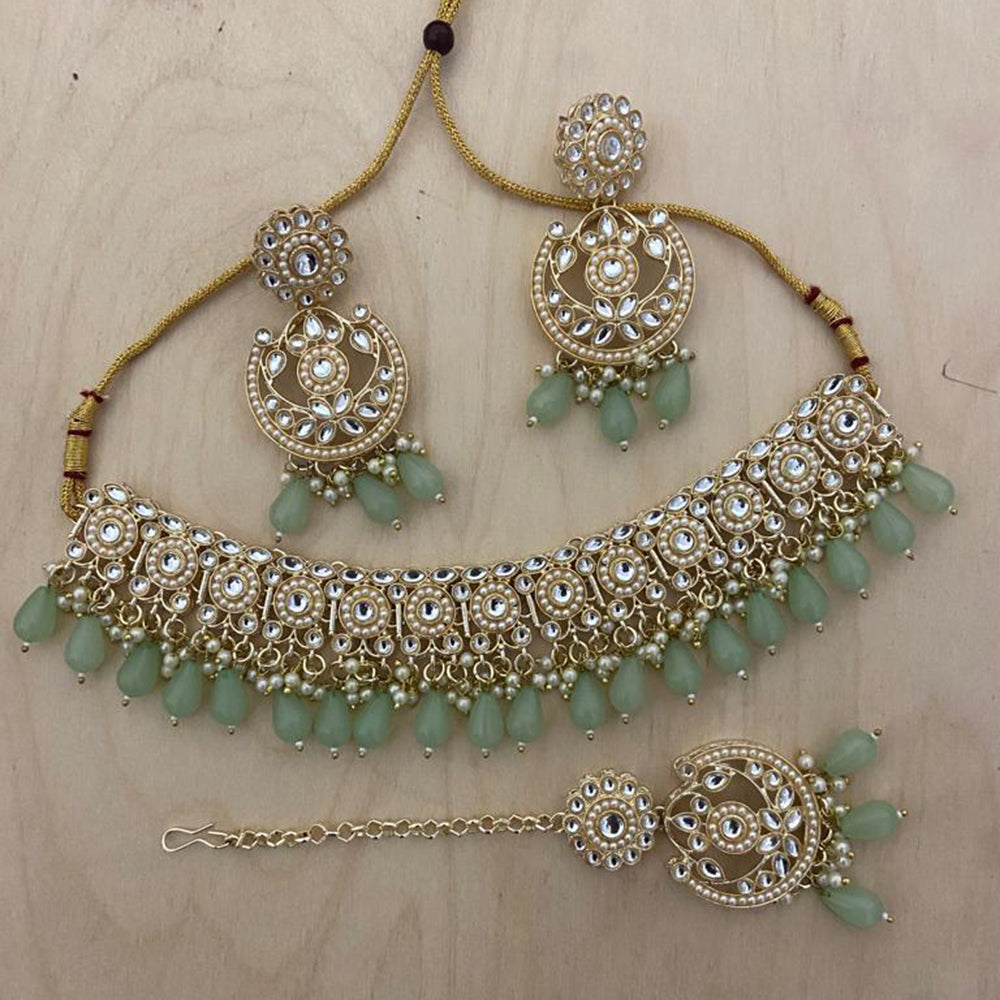 India Art Gold Plated Kundan Choker Necklace Set
