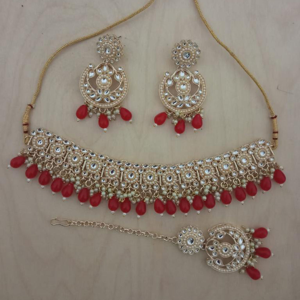 India Art Gold Plated Kundan Choker Necklace Set