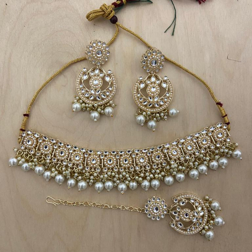 India Art Gold Plated Kundan Choker Necklace Set