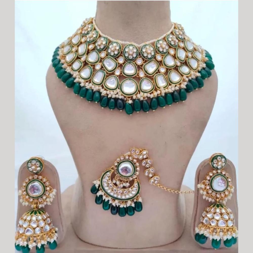 India Art Gold Plated Kundan Stone And Meenakari Necklace Set