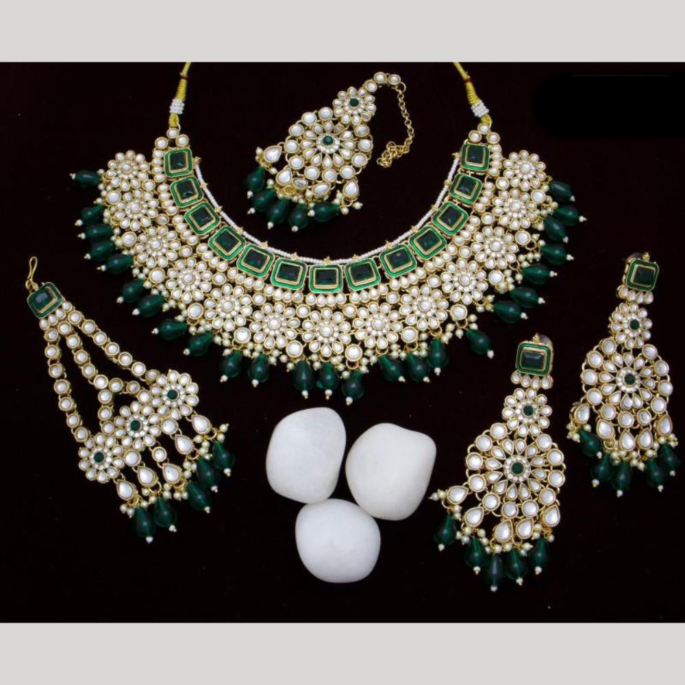 India Art Gold plated Kundan Beads And Pearl Necklace Set