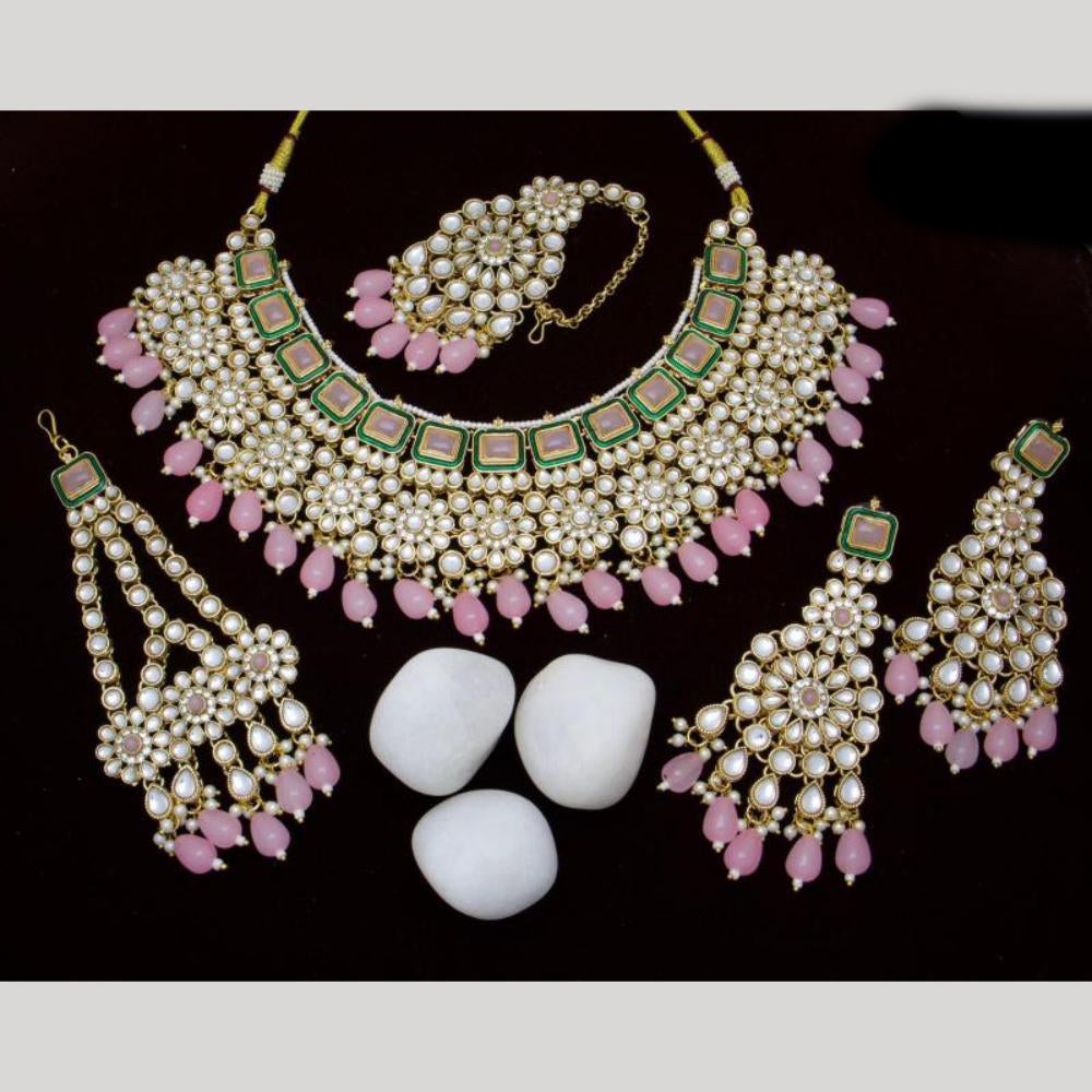 India Art Gold plated Kundan Beads And Pearl Necklace Set