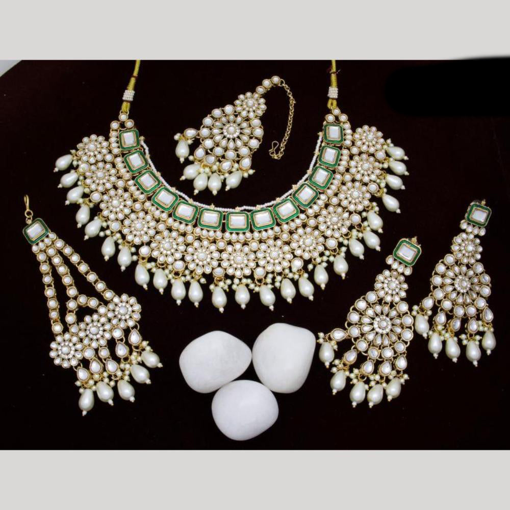 India Art Gold plated Kundan Beads And Pearl Necklace Set