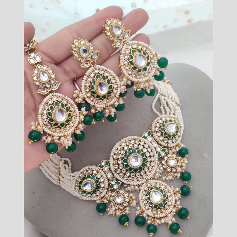 Sai Fashion Elegant Kundan Stone And Beads Choker Necklace Set