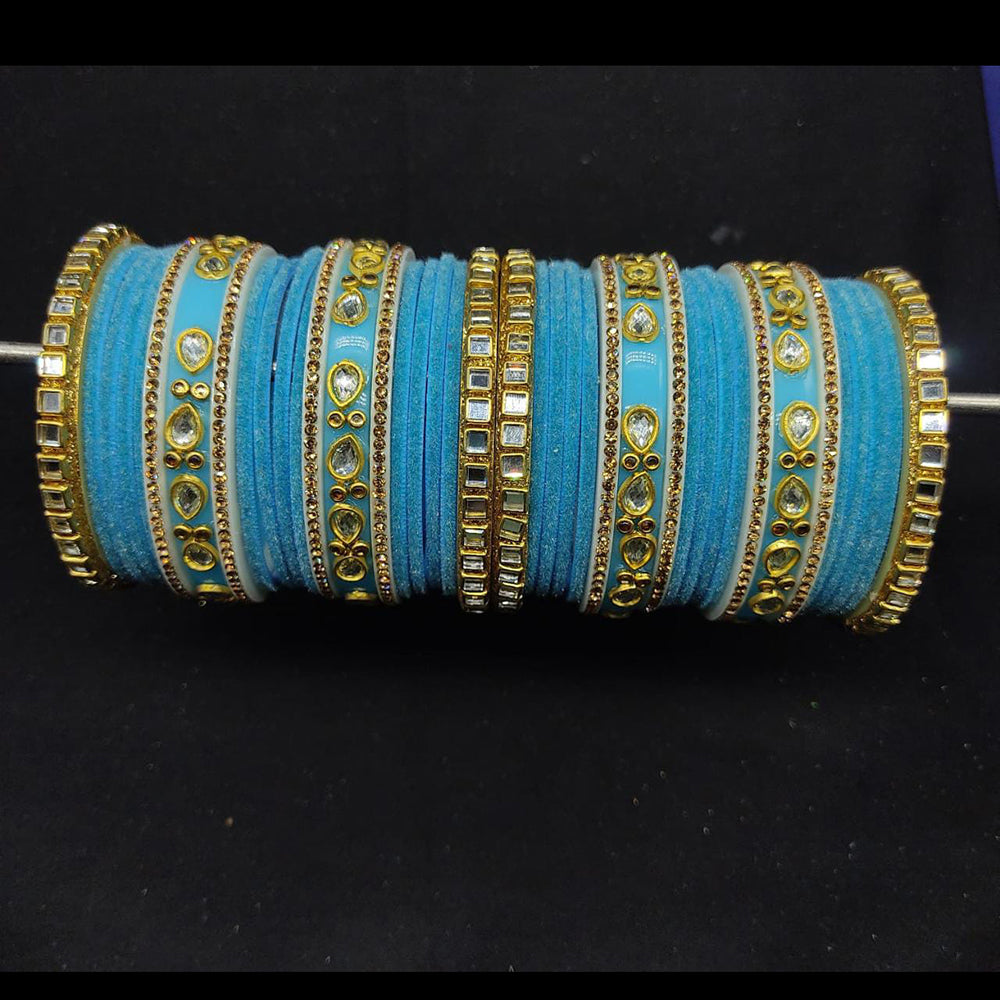 Pooja Bangles Gold Plated Velvet Bangles Set