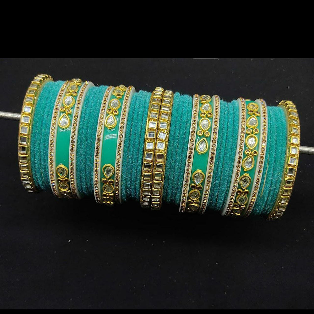 Pooja Bangles Gold Plated Velvet Bangles Set
