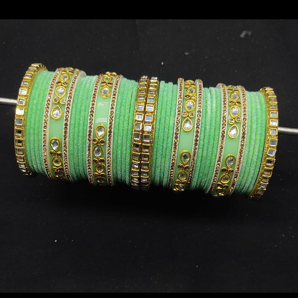 Pooja Bangles Gold Plated Velvet Bangles Set