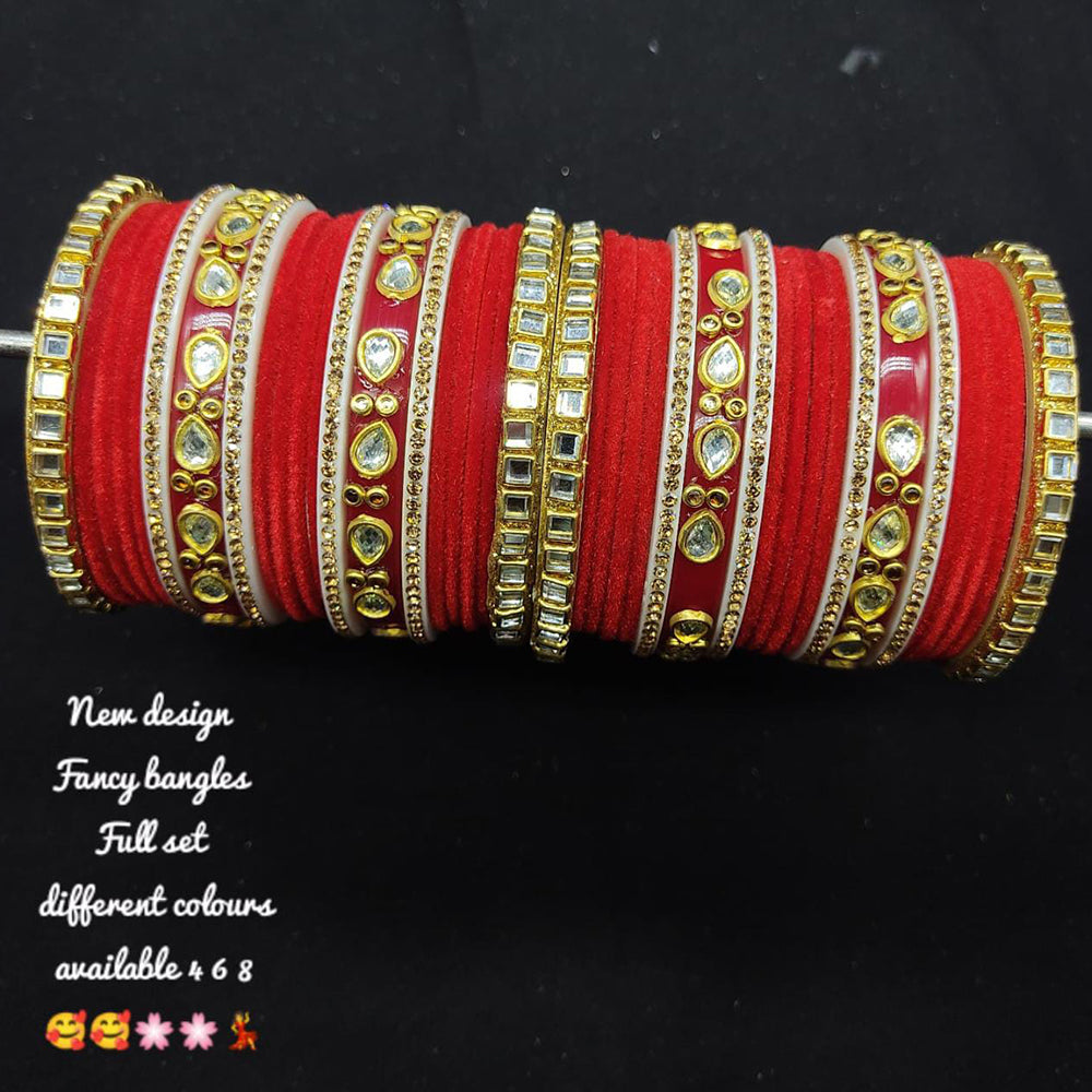 Pooja Bangles Gold Plated Velvet Bangles Set