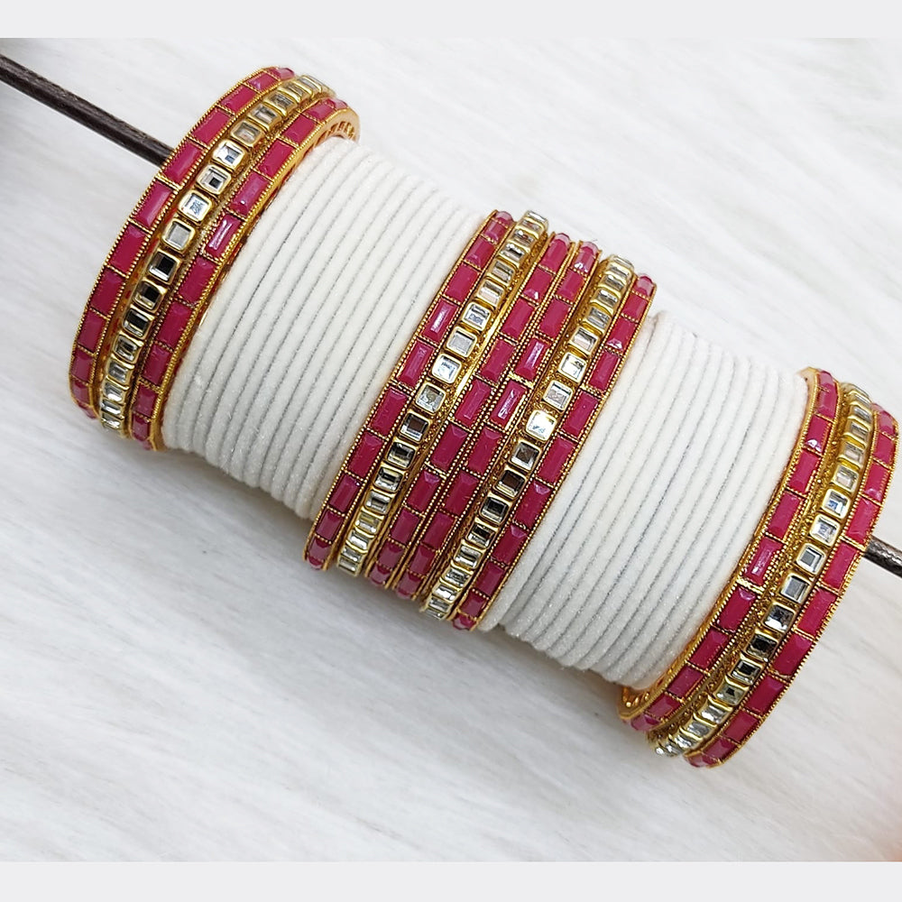 Pooja Bangles Gold Plated Mirror And Velvet  Bangles Set