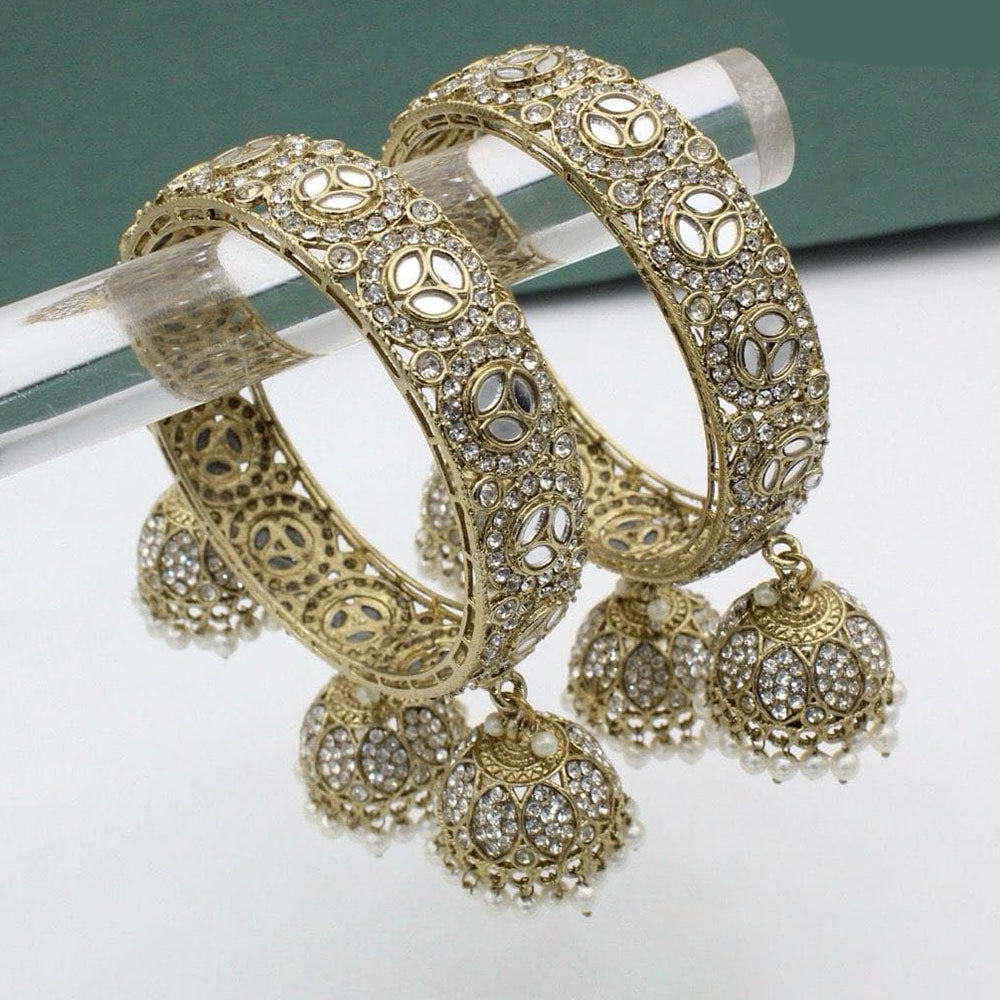 Pooja Bangles Gold Plated Mirror Bangle Set