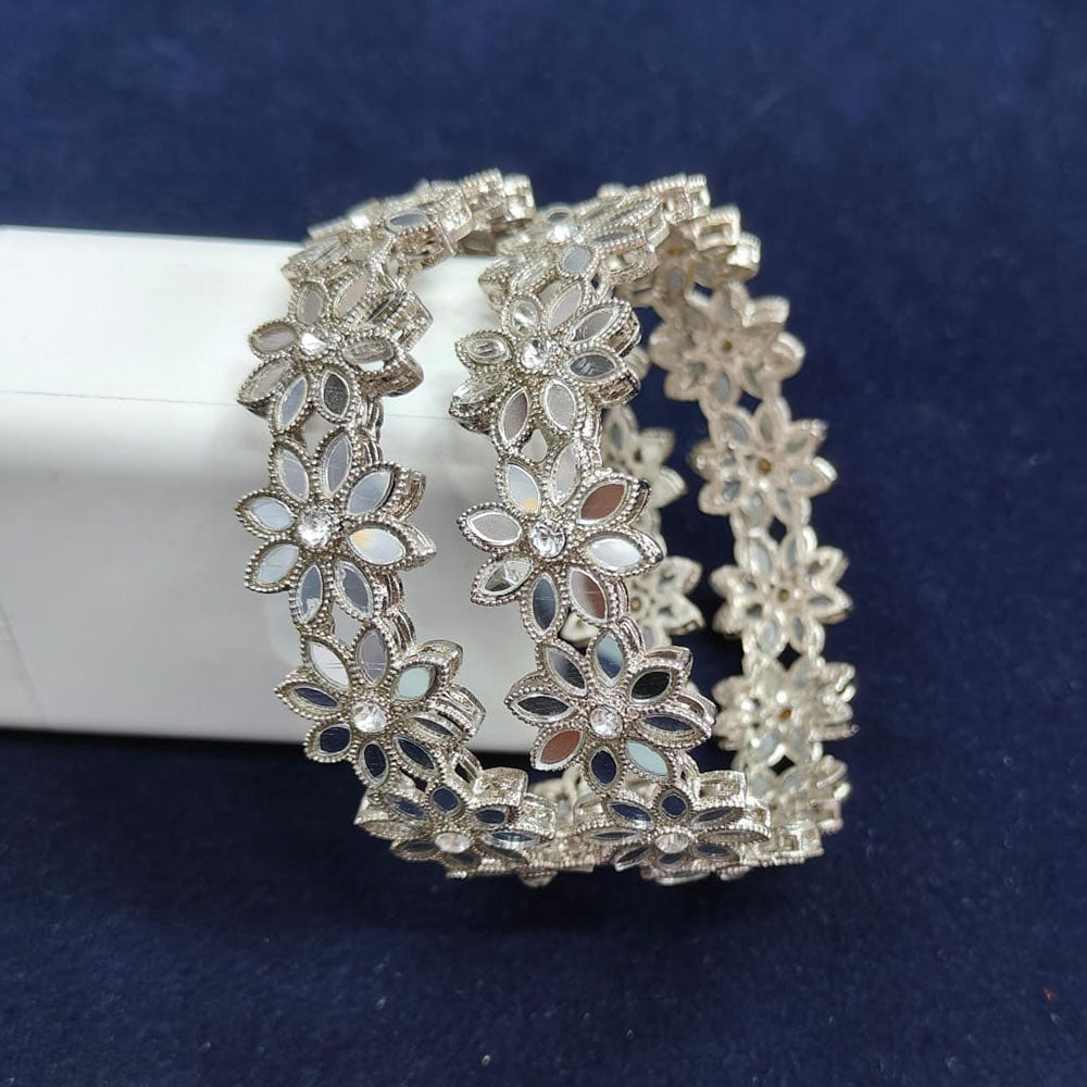 Pooja Bangles Silver Plated Mirror Bangle Set