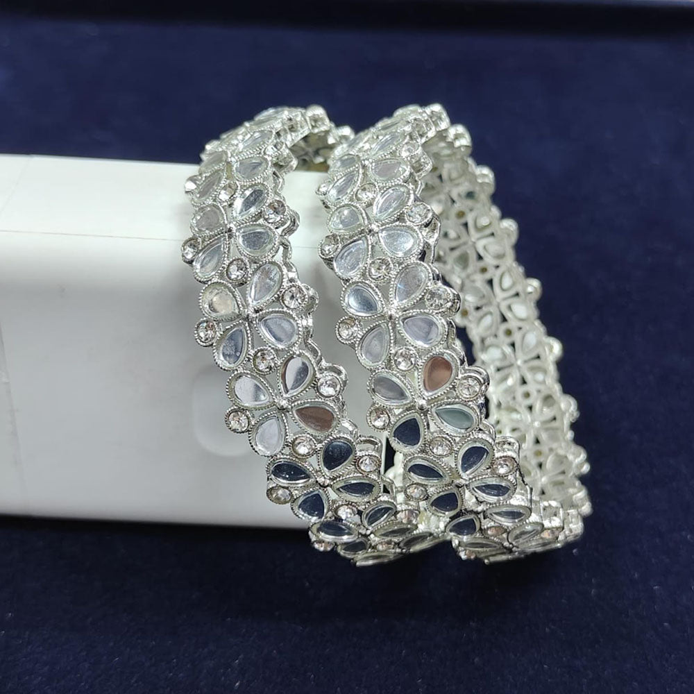 Pooja Bangles Silver Plated Mirror Bangle Set
