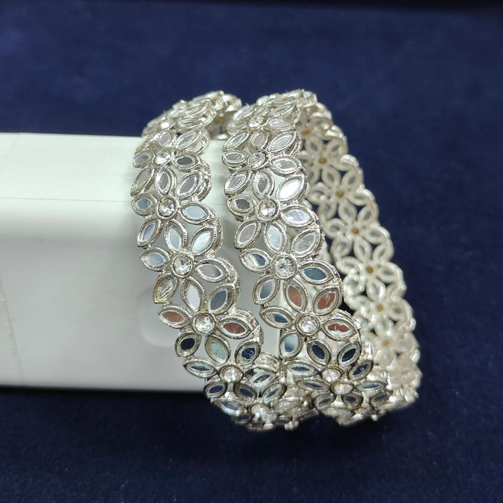 Pooja Bangles Silver Plated Mirror Bangle Set